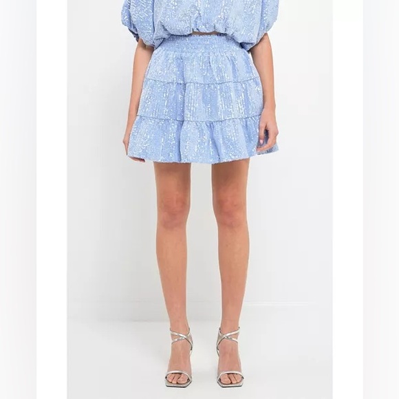 Sequin Mini Skirt in Powder Blue - Picture 2 of 2